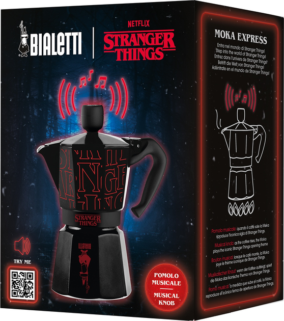 Kawiarka Bialetti Moka Express Sound Stranger Things na 6 filiżanek 250 ml Czarna (8006363095273) - obraz 3