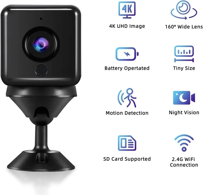 Мини камера A18 4K UHD WiFi, скрытая, с детекцией движения и ночным видением - изображение 2