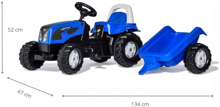Traktor na pedałach Rolly Toys Kid Landini z przyczepą Niebieski (4006485011841) - obraz 6