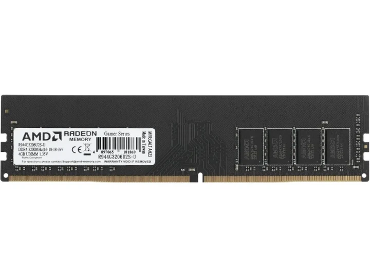 Пам'ять для настільних комп'ютерів AMD 4 GB DDR4 3200 MHz R9 (R944G3206U2S-U) - Фото 1 Пам'ять для настільних комп'ютерів AMD 4 GB DDR4 3200 MHz R9 (R944G3206U2S-U) - изображение 1
