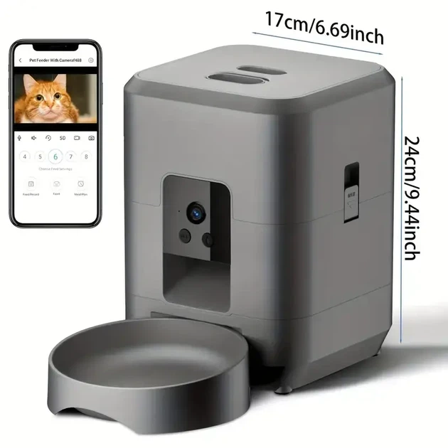 Smart Wi-Fi кормушка для котов и собак - автоматическая, 2 л, управление со смартфона, таймер и оповещения (черная) - изображение 3