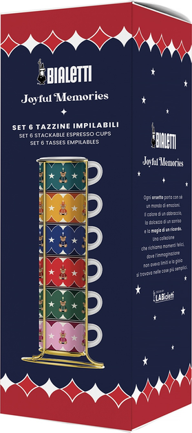 Набір чашок для еспресо Bialetti Joyful Christmas на підставці 6 шт 80 мл (8006363095167) - зображення 2