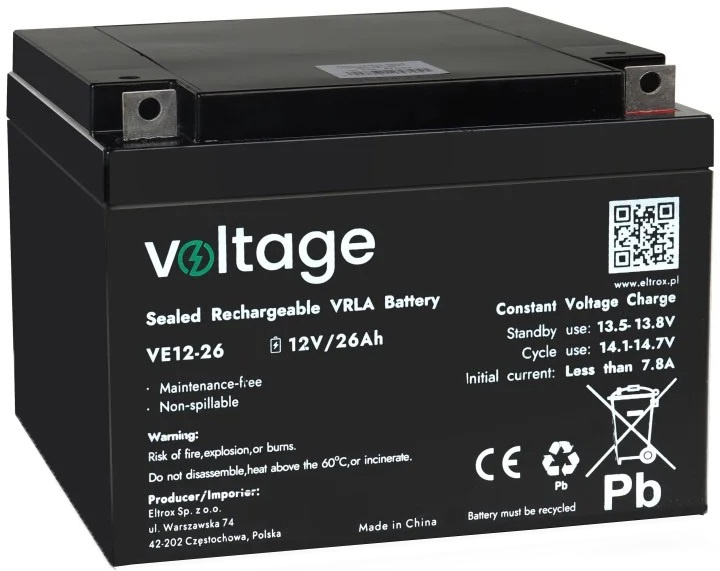Акумуляторна батарея Voltage 12V 26Ah (VE12-26) - зображення 1