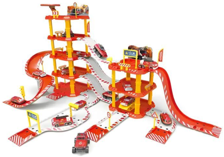 Duży garaż samochodowy Multistore 660-A42 EcoToys straż pożarna 4 poziomowy stacja benzynowa 100 elementów (5905817004065) - obraz 1