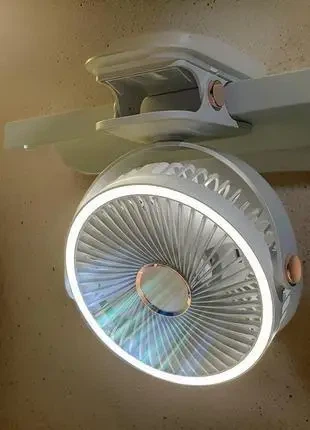 Портативный настольный Вентилятор на прищепке 360°, аккумуляторный, 3 скорости с USB зарядкой - изображение 2
