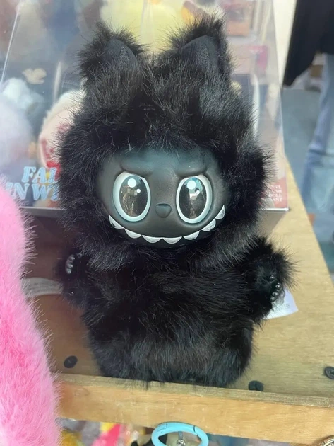 Мягкая игрушка Брелок ЛаБуБу полностью чёрный Labubu 15 см - изображение 2