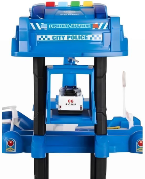 Duży garaż samochodowy Multistore 660-A324 EcoToys komenda policji 5 poziomowy i mata miasta 82 elementy (5905817004119) - obraz 2