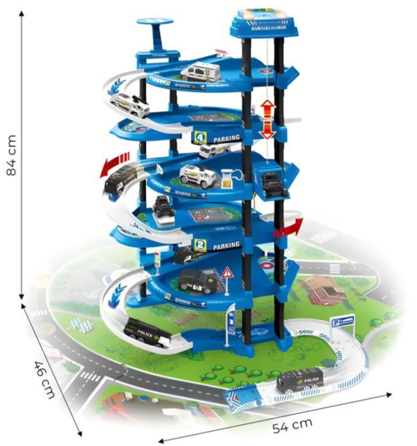 Duży garaż samochodowy Multistore 660-A324 EcoToys komenda policji 5 poziomowy i mata miasta 82 elementy (5905817004119) - obraz 5