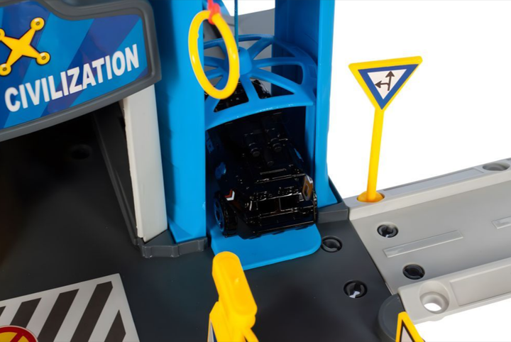 Duży garaż samochodowy Multistore 660-A2 EcoToys komenda policji 3 poziomowy z windą autkami i helikopterem 74 elementy (5905817004089) - obraz 5