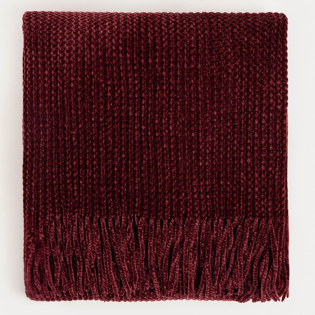 Koc Homla Chenille szenilowy burgundowy 130 x 170 cm (5906496749148) - obraz 1