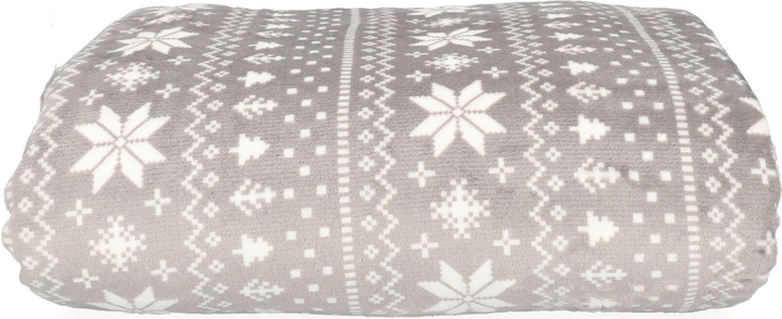 Koc Homla Lumi dwustronny w śnieżynki szary 150 x 200 cm (5902869979051) - obraz 2