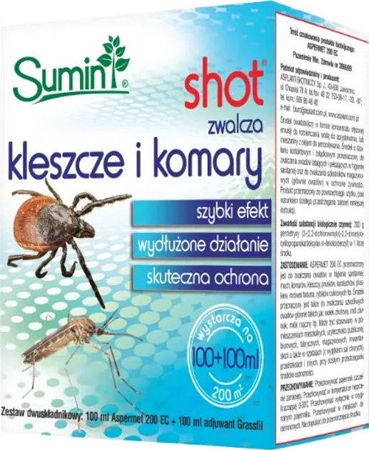 Інсектицид Sumin Шот від комарів і кліщів 2 x 100 мл (5907102008819) - зображення 1