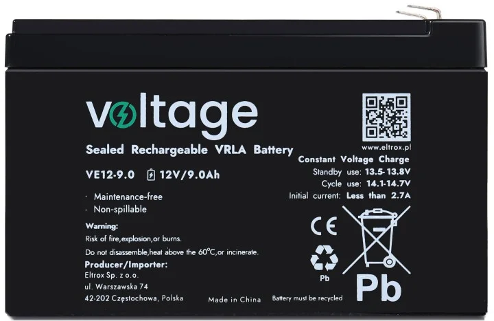 Акумуляторна батарея Voltage 12V 9Ah (VE12-9.0) - зображення 2