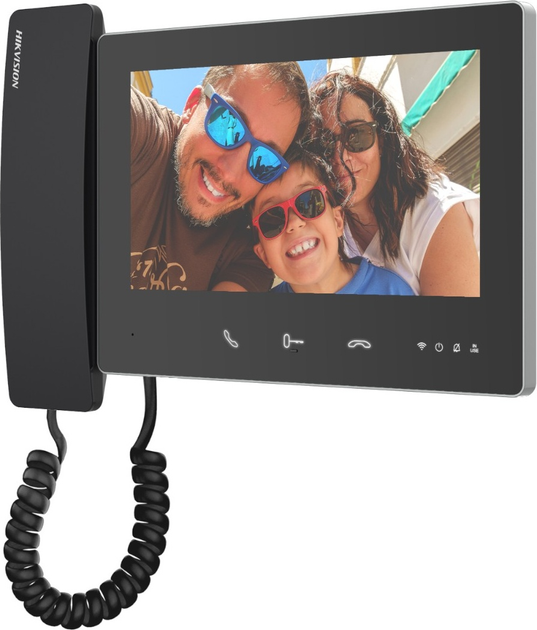Monitor wideodomofonu Hikvision DS-KH7300EY-WTHE2 Black - obraz 2