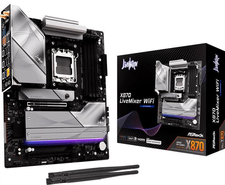 Материнська плата ASRock X870 LiveMixer Wi-Fi (sAM5, AMD X870, PCI-Ex16) - зображення 5
