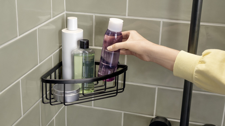 Підставка для душу TESA ALUXX кутова самоклеюча Чорна (405050000000) - зображення 3