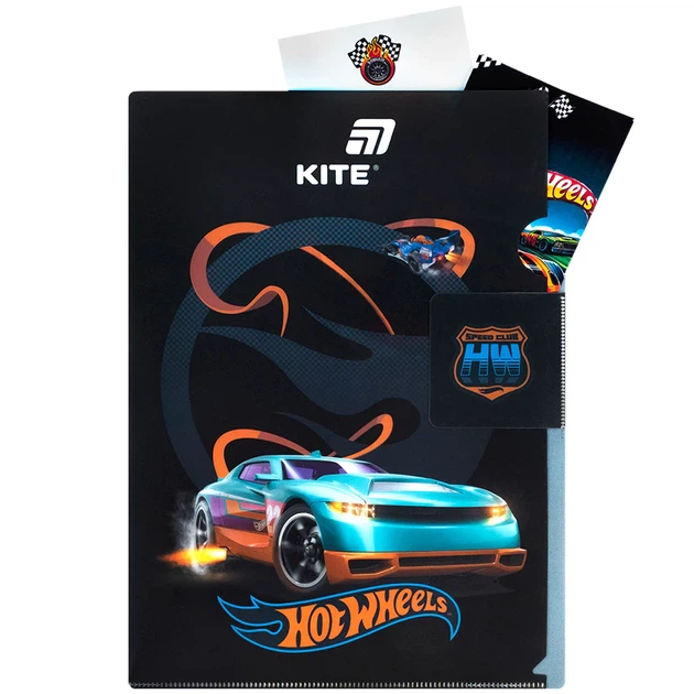 Набор папок-уголков с клапаном Kite Hot Wheels А4 Матовые Черные х 12 шт (HW25-248-2) - изображение 4