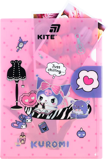 Папка-куточок з клапаном Kite Kuromi А4 Матова Рожева (HK25-248-2) - Фото 5 Папка-куточок з клапаном Kite Kuromi А4 Матова Рожева (HK25-248-2) - зображення 5