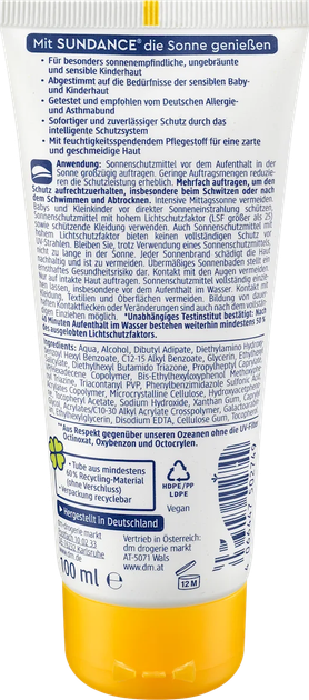 Детский солнцезащитный крем SUNDANCE Kids MED ultra sensitiv SPF 50, 100 мл - изображение 2