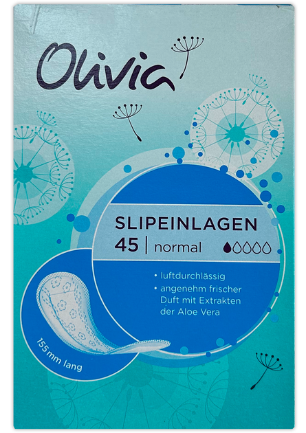 Щоденні гігієнічні прокладки з екстрактом Алоє Olivia normal slipeinlagen 45 шт 1 крапля - изображение 2
