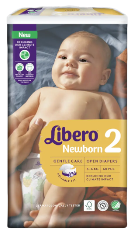 Підгузки Libero Newborn 2 (3-6 кг) 68шт - Фото 6 Підгузки Libero Newborn 2 (3-6 кг) 68шт - зображення 6