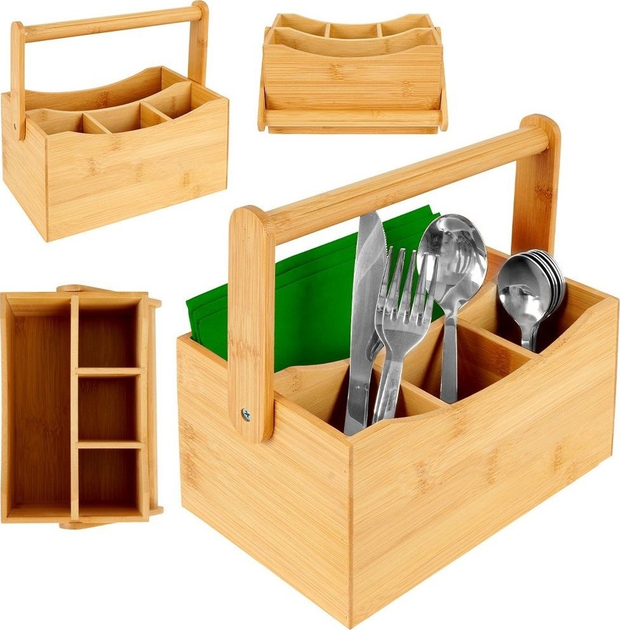Stojak na sztućce Vilde drewniany 22 x 14 x 23.5 cm (5904316448400) - obraz 8