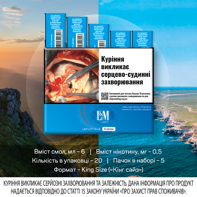 Мініблок сигарет L&M Loft Blue x 5 пачок (7622100545668_7622100426646) - Фото 2 Мініблок сигарет L&M Loft Blue x 5 пачок (7622100545668_7622100426646) - зображення 2