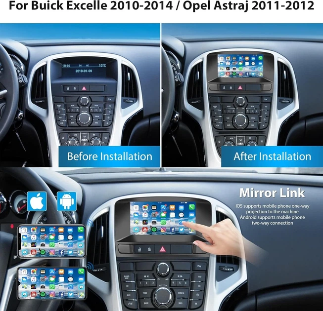Штатная автомагнитола Hodozzy для Buick Excelle/Opel Astra J / 7" / Сенсорная / 2/64Гб / Android 13 / Apple CarPlay / Android Auto / Bluetooth / WI-FI / GPS / USB Б/В b1 - изображение 2