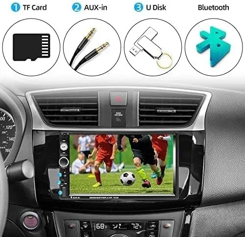 Автомагнитола Podofo / 7" / Сенсорная / Bluetooth / USB / AUX / FM / TF slot / 2DIN 100618897 b4 - изображение 4