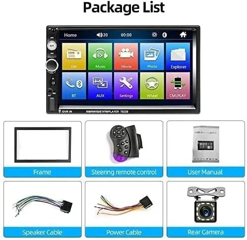 Автомагнитола Podofo / 7" / Сенсорная / Bluetooth / USB / AUX / FM / TF slot / 2DIN 100618897 b4 - изображение 7
