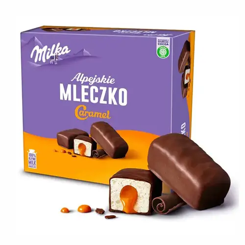Шоколадные конфеты Milka Alpejskie Mleczko Caramel 350 г - Фото 1 Шоколадные конфеты Milka Alpejskie Mleczko Caramel 350 г - изображение 1