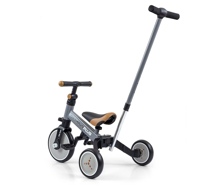 Rowerek trójkołowy Milly Mally Optimus Plus 4w1 szary 5307 (5901761128543) - obraz 2