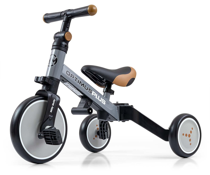 Rowerek trójkołowy Milly Mally Optimus Plus 4w1 szary 5307 (5901761128543) - obraz 3
