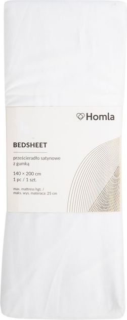 Простирадло Homla Basic Danielle сатинове Біле 90 x 200 см (5904183855387) - зображення 1