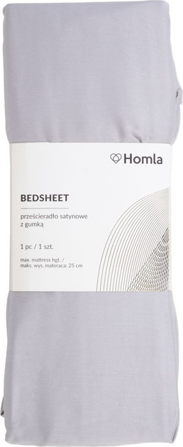 Простирадло Homla Basic Danielle сатинове Сіре 90 x 200 см (5904183855325) - зображення 1