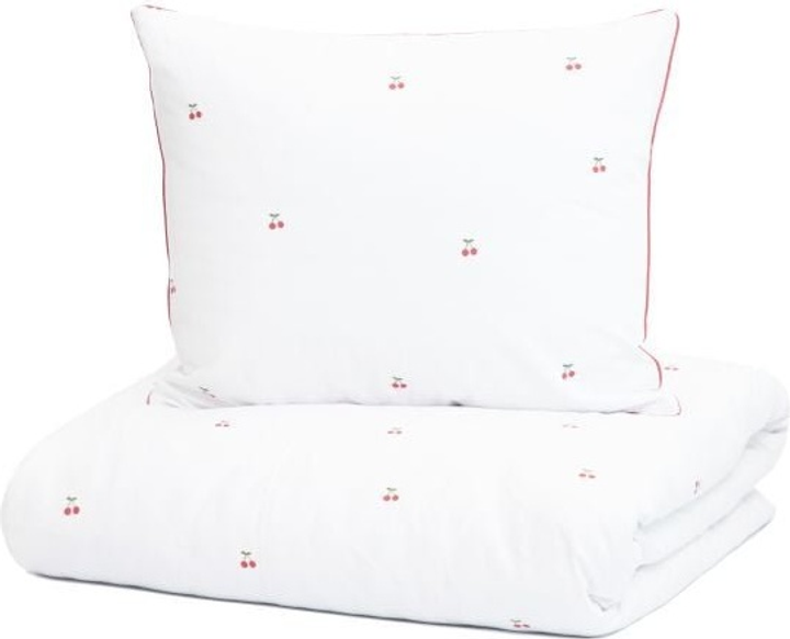 Komplet pościeli Homla B2 Cherrine Essentials Poszewka na pościel 160 x 200 cm + 2 poszewki na poduszki 70 x 80 cm bawełniany w wiśnie Biały (5906496738722) - obraz 1