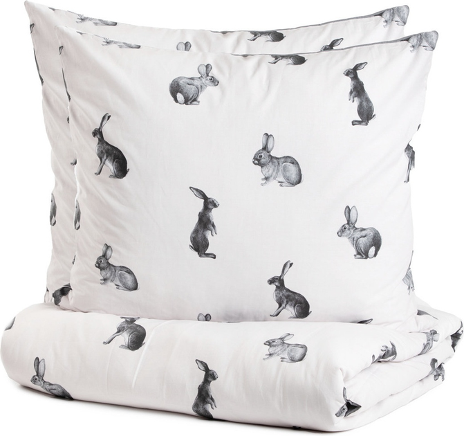 Komplet pościeli Homla B2 Rabbits Essentials Poszewka na pościel 160 x 200 cm + 2 poszewki na poduszki 70 x 80 cm bawełniany w króliki Biały (5906496736919) - obraz 1