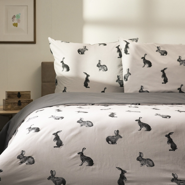 Komplet pościeli Homla B2 Rabbits Essentials Poszewka na pościel 160 x 200 cm + 2 poszewki na poduszki 70 x 80 cm bawełniany w króliki Biały (5906496736919) - obraz 5