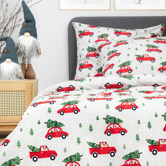 Комплект постільної білизни Homla Holly Jolly Bil Підковдра 160 x 200 см + 2 наволочки 70 x 80 см з мікрофібри в автомобілі Сірий (5904183830056) - зображення 4