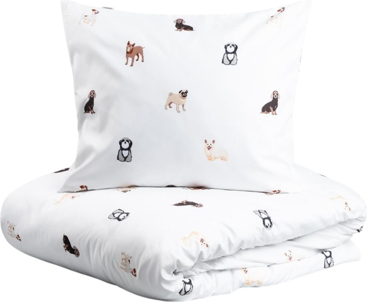 Komplet pościeli Homla Cane Poszewka na pościel 160 x 200 cm 2 poszewka na poduszkę 50 x 60 cm z mikrofibry w pieski Biały (5906496743771) - obraz 2