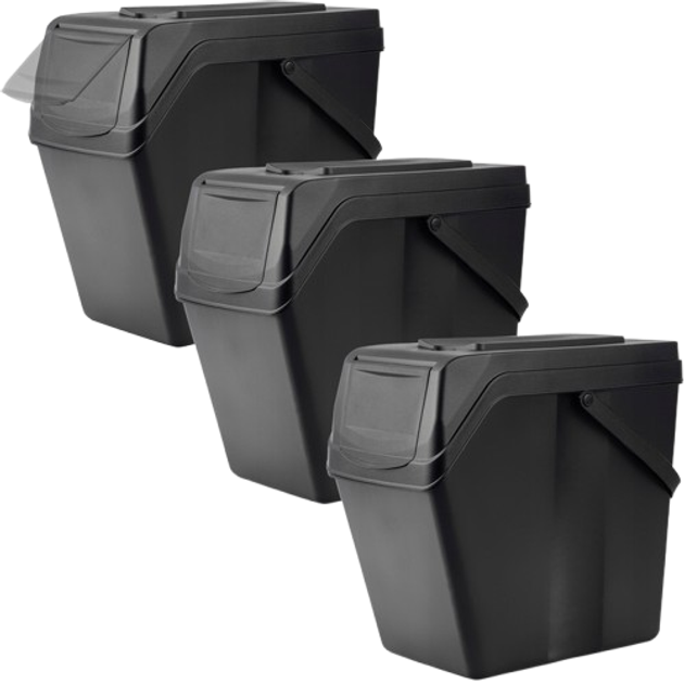 Набір контейнерів для сміття Kadax з наліпками баки 25 л × 3 шт (5903699492864) - зображення 3