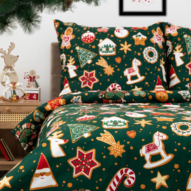 Komplet pościeli Homla Grinchy Poszewka na pościel 220 x 200 cm + 2 poszewki na poduszki 70 x 80 cm z mikrofibry z motywem świątecznym Zielony (5904183858586) - obraz 5