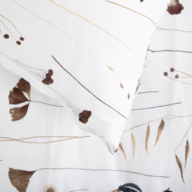 Komplet pościeli Homla Idalia Poszewka na pościel 160 x 200 cm + 2 poszewki na poduszki 70 x 80 cm bawełniany w kwiaty Beżowy (5904183853741) - obraz 4