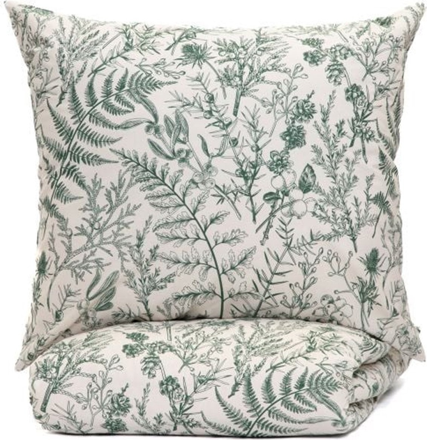 Komplet pościeli Homla Liliane Essentials Poszewka na pościel 160 x 200 cm + 2 poszewki na poduszki 70 x 80 cm z mikrofibry w liście Zielony (5906496741432) - obraz 1