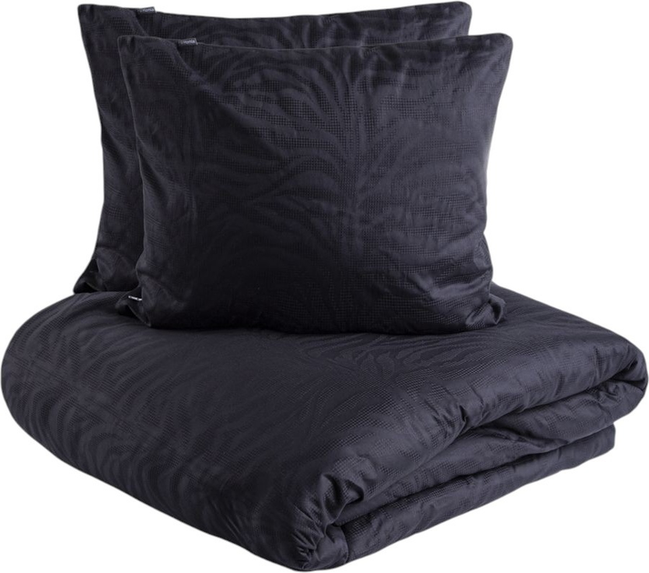 Komplet pościeli Homla Lyra Poszewka na pościel 220 x 200 cm + 2 poszewki na poduszki 50 x 60 cm bawełniany żakardowy Czarny (5906496701344) - obraz 1