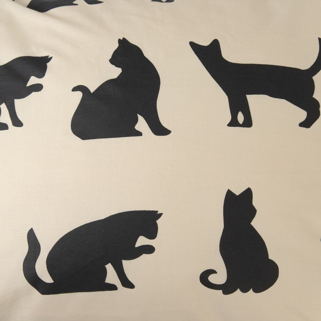Комплект постільної білизни Homla Poes Підковдра 160 x 200 см + 2 наволочки 70 x 80 см бавовняний коти Бежевий (5904183826097) - зображення 3