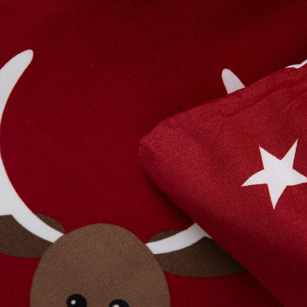Комплект постільної білизни Homla Reindeer 160 x 200 см + 2 наволочки 50 x 60 см з мікрофібри північні олені Червоний (5904183806655) - зображення 3