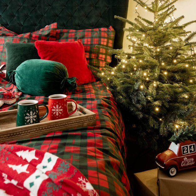 Комплект постільної білизни Homla Holly Jolly Tartan Підковдра 160 x 200 см + 2 наволочки 70 x 80 см бавовняний в клітинку Червоно-Зелений (5902869942024) - зображення 5