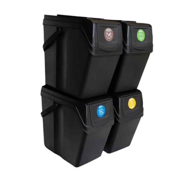 Набір контейнерів для сміття Kadax з наліпками баки 25 л × 4 шт (5903699492871) - зображення 1