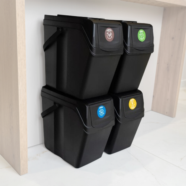 Набір контейнерів для сміття Kadax з наліпками баки 25 л × 4 шт (5903699492871) - зображення 2